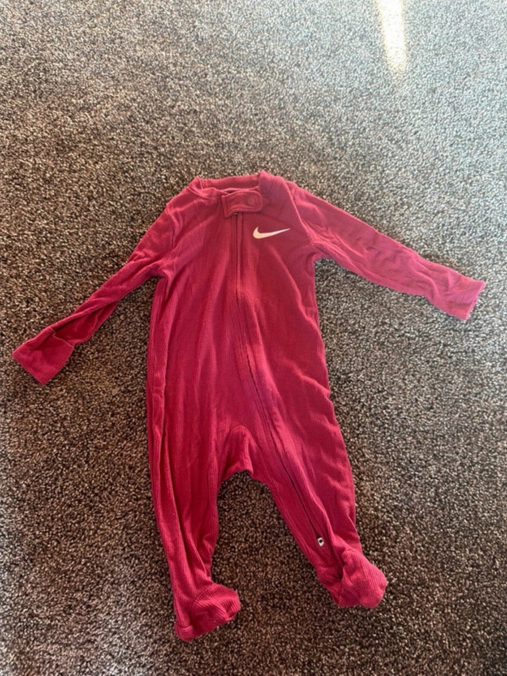 Nike Burgundy Infant Zip-Front Footed One-Piece